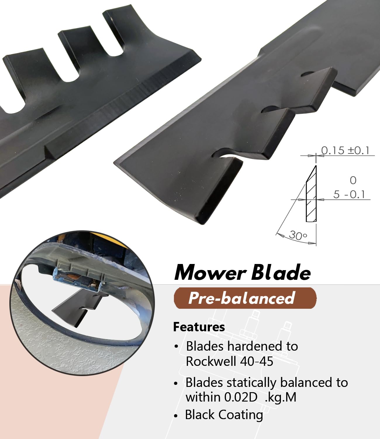 Amazon.com : TREXFLOW TF Mower Mulching Blades 138971 fits for 42
